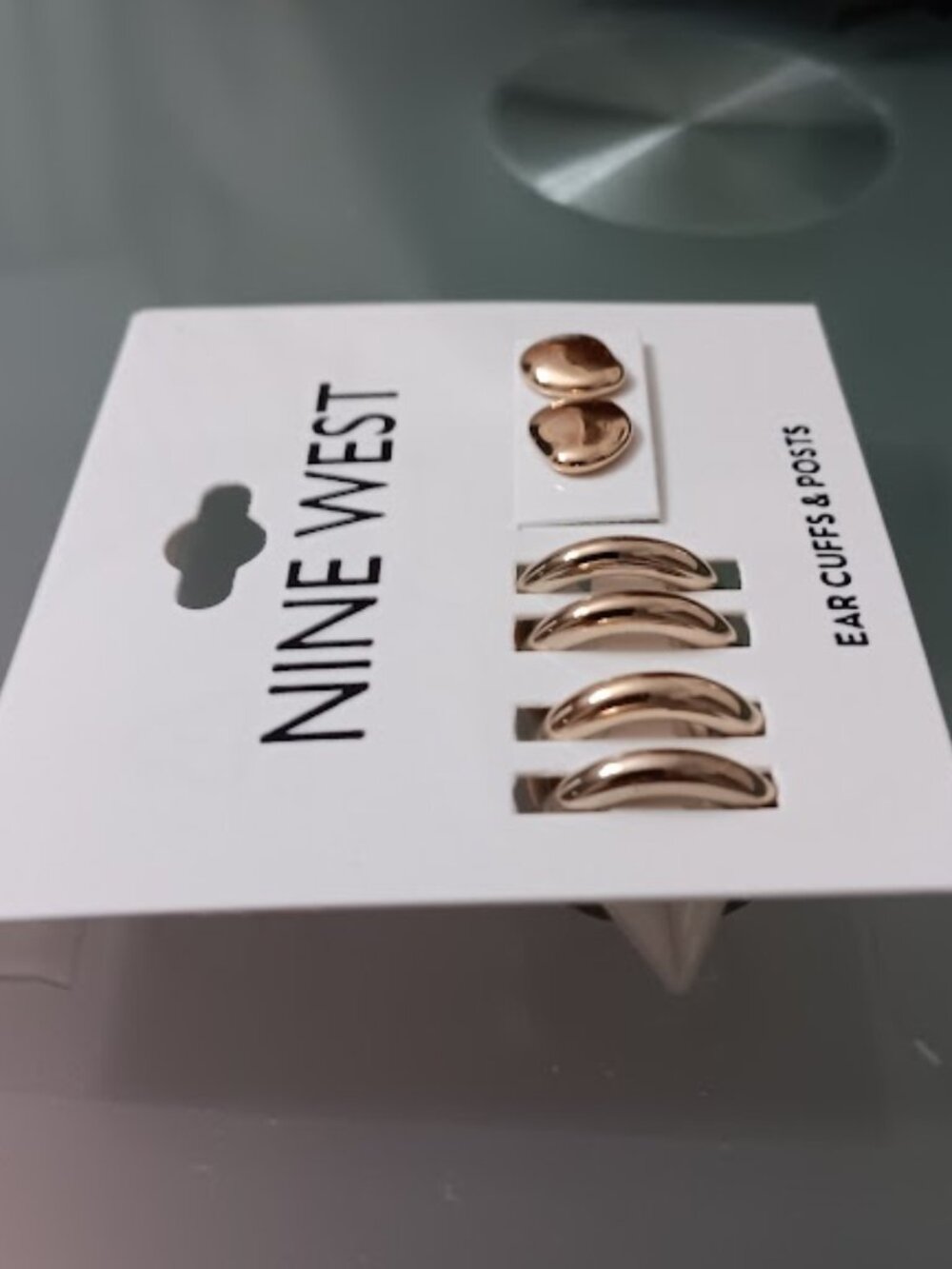 NINE WEST 5pc SET/LOT Mod/Contemporary Gold Ear Cuffs & Stud Earrings**NEW! - Picture 2 of 3